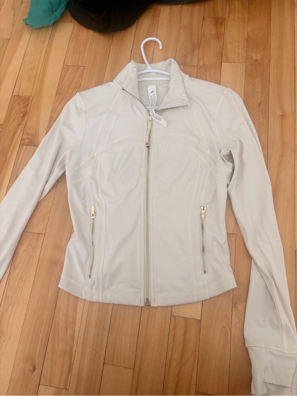 lululemon athletica Cream Utility Zip Jacket with Gold Hardware